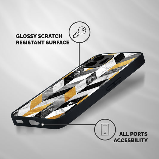Yellow Grey Marble Shockproof Hybrid Protection (Metal + TPU) Back Case Cover
