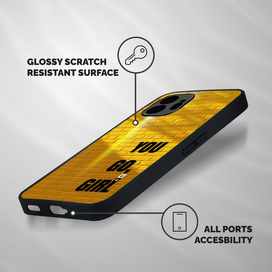 You Go Girl Wall Shockproof Hybrid Protection (Metal + TPU) Back Case Cover