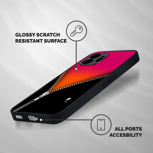 Zipper Print Shockproof Hybrid Protection (Metal + TPU) Back Case Cover