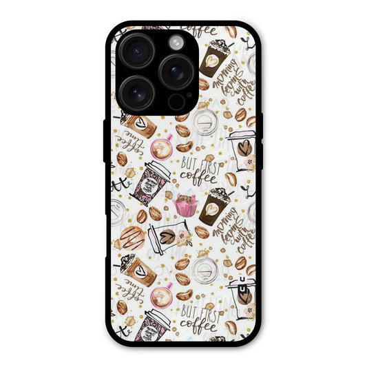 Coffee Pattern Shockproof Hybrid Protection (Metal + TPU) Back Case Cover