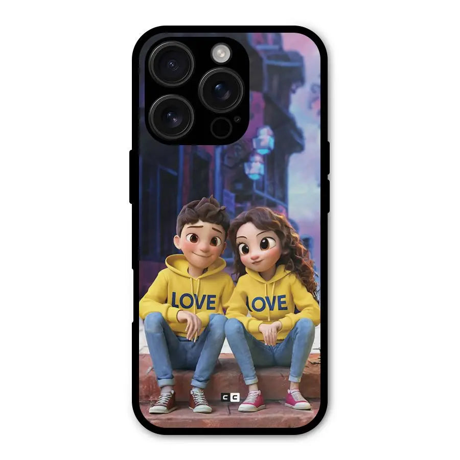 Cute Couple Sitting Shockproof Hybrid Protection (Metal + TPU) Back Case Cover CoversCart