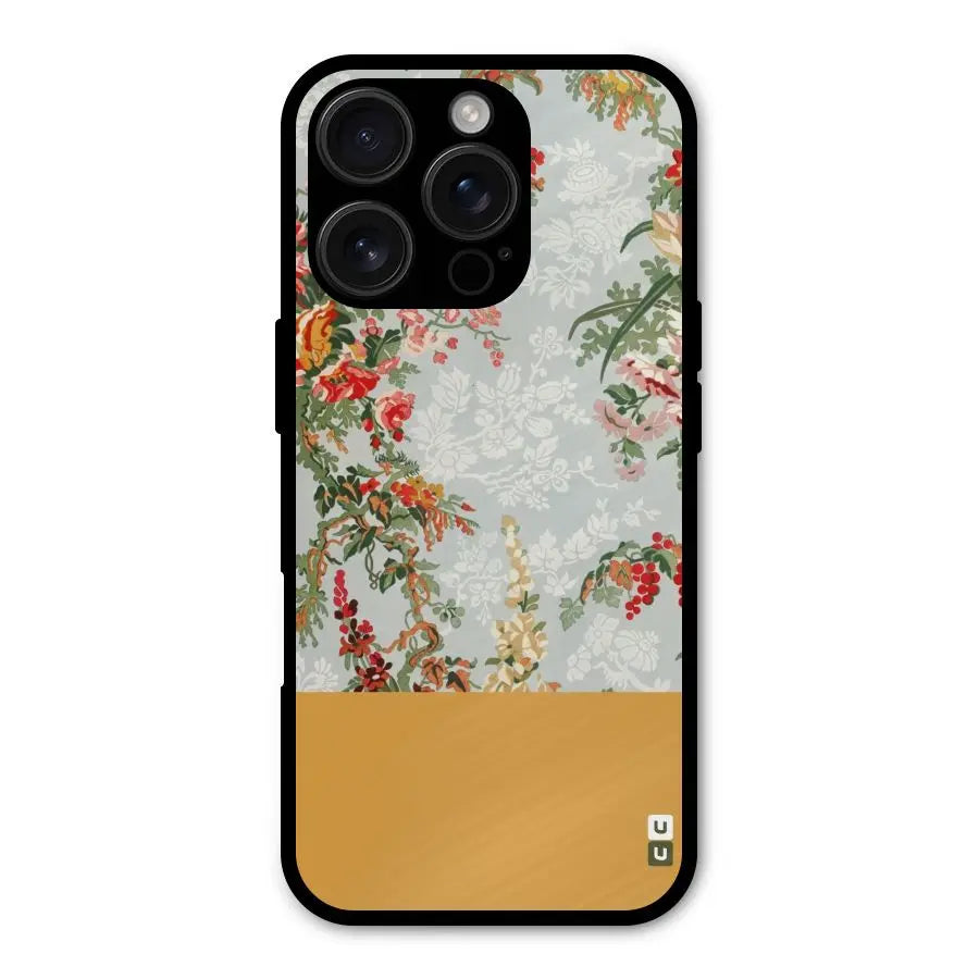 Golden Stripe on Floral Shockproof Hybrid Protection (Metal + TPU) Back Case Cover CoversCart