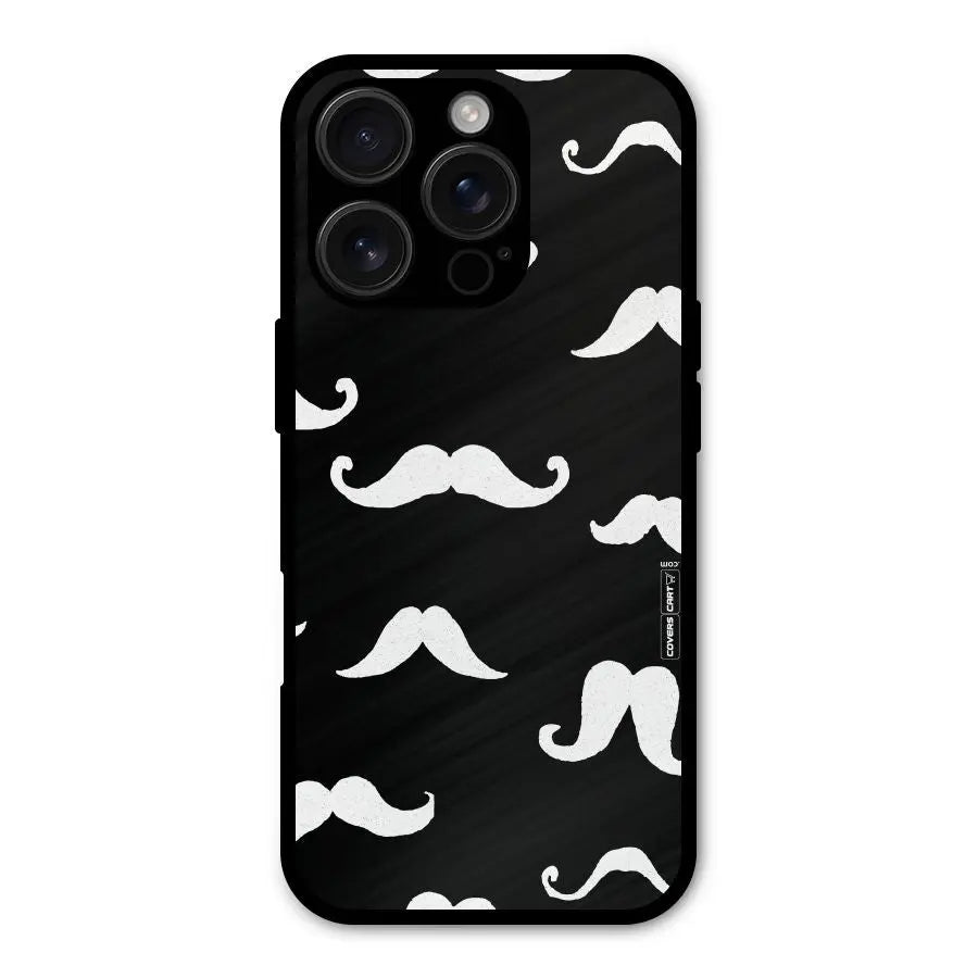Moustache Pattern (White) Shockproof Hybrid Protection (Metal + TPU) Back Case Cover CoversCart