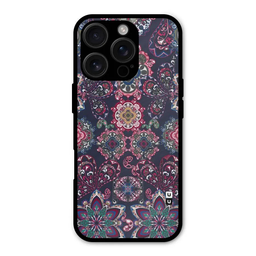 Navy Blue Bloom Pattern Shockproof Hybrid Protection (Metal + TPU) Back Case Cover CoversCart