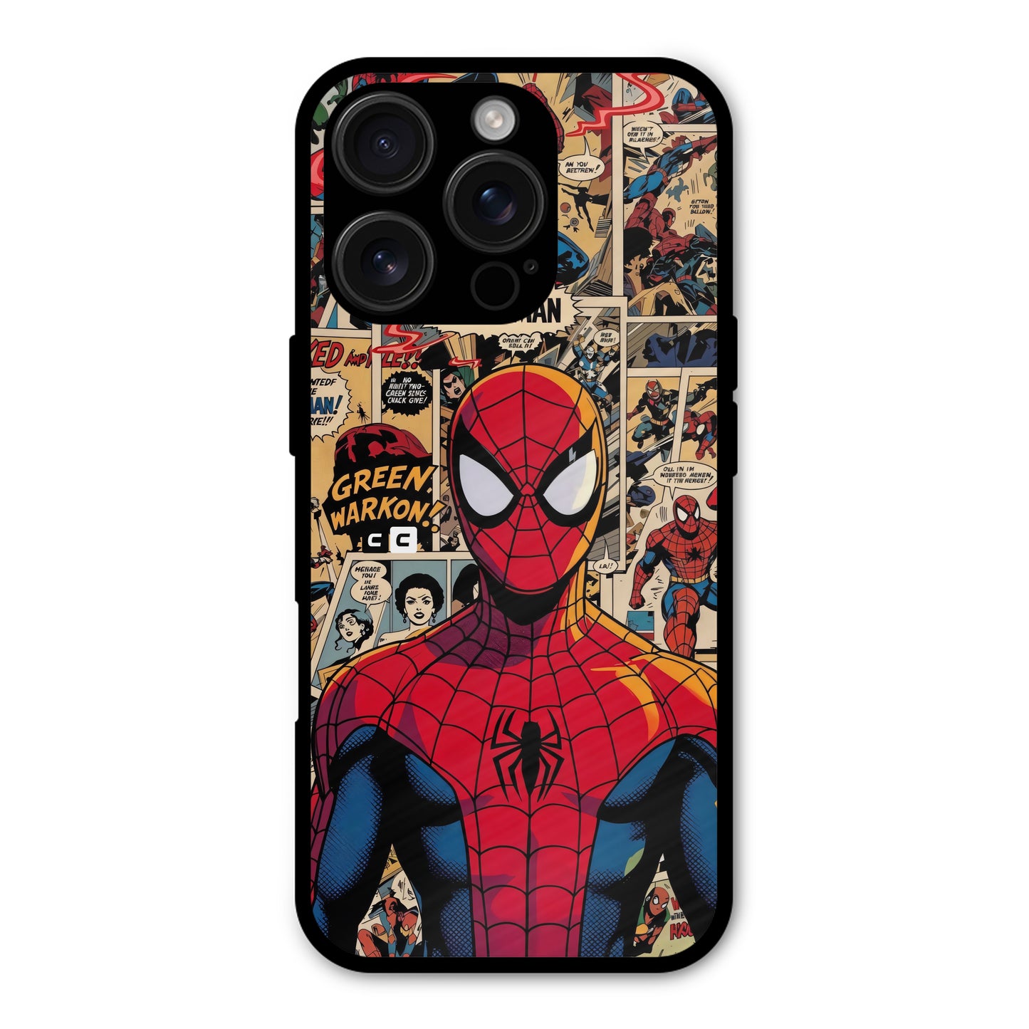 Spider Man Retro Comics Shockproof Hybrid Protection (Metal + TPU) Back Case Cover