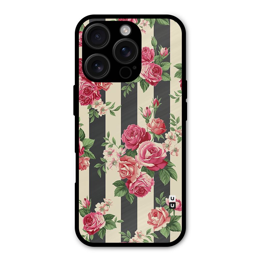 Stripes And Floral Shockproof Hybrid Protection (Metal + TPU) Back Case Cover