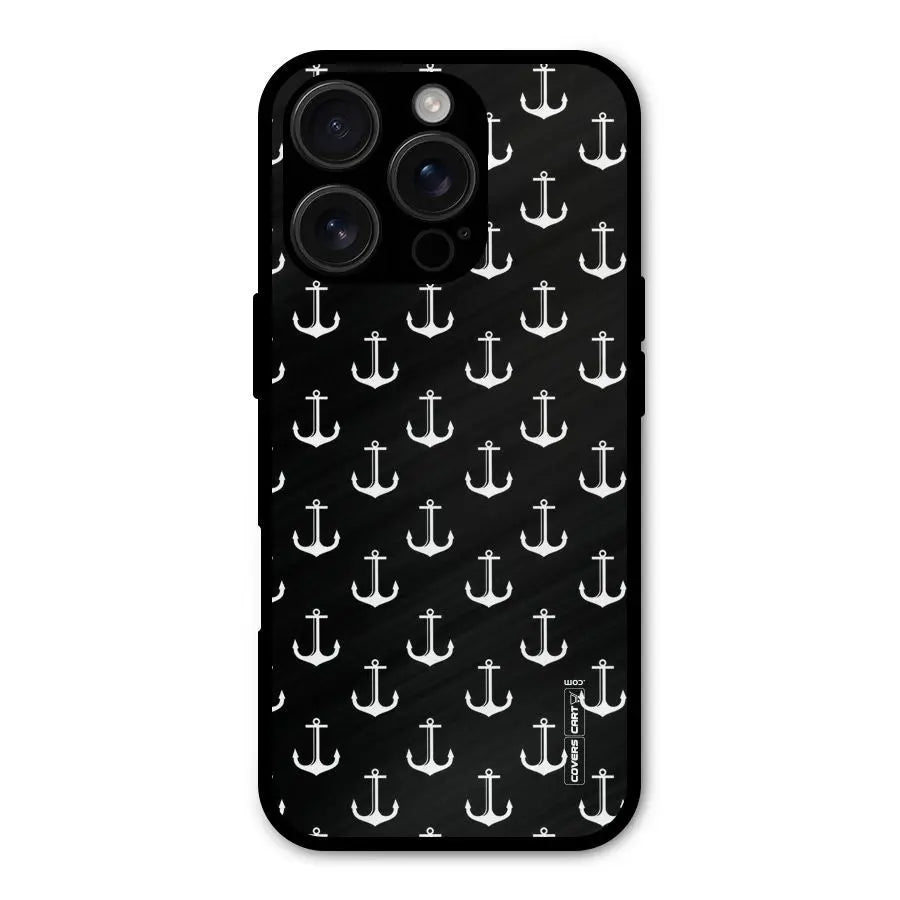 White And Black Anchor Pattern Shockproof Hybrid Protection (Metal + TPU) Back Case Cover CoversCart
