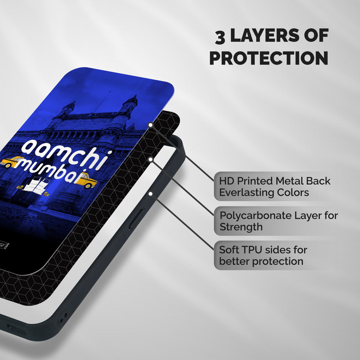 Aamchi Mumbai Shockproof Hybrid Protection (Metal + TPU) Back Case Cover