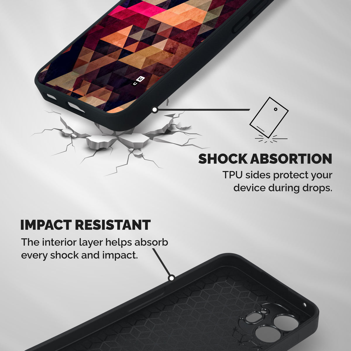 Abstract Beauty Triangles Shockproof Hybrid Protection (Metal + TPU) Back Case Cover
