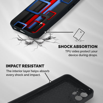 Abstract Box Shockproof Hybrid Protection (Metal + TPU) Back Case Cover