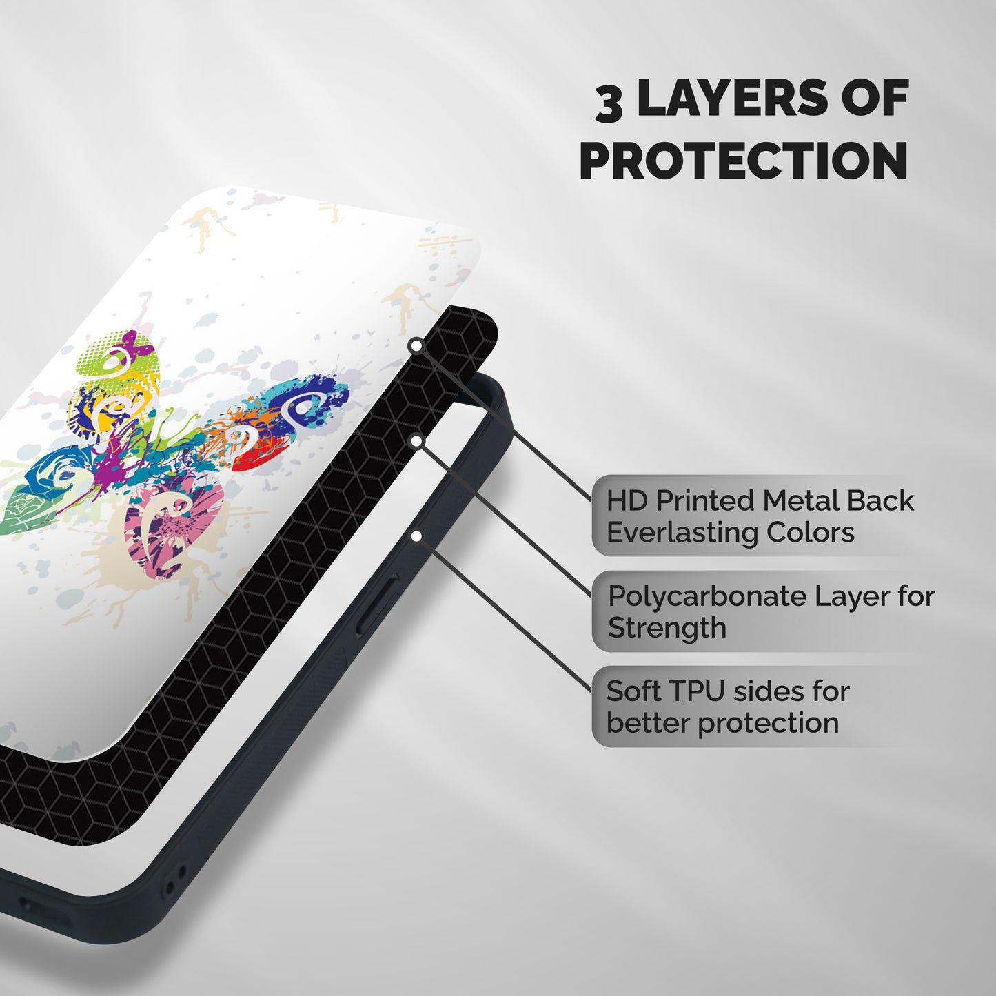 Abstract Butterfly Shockproof Hybrid Protection (Metal + TPU) Back Case Cover