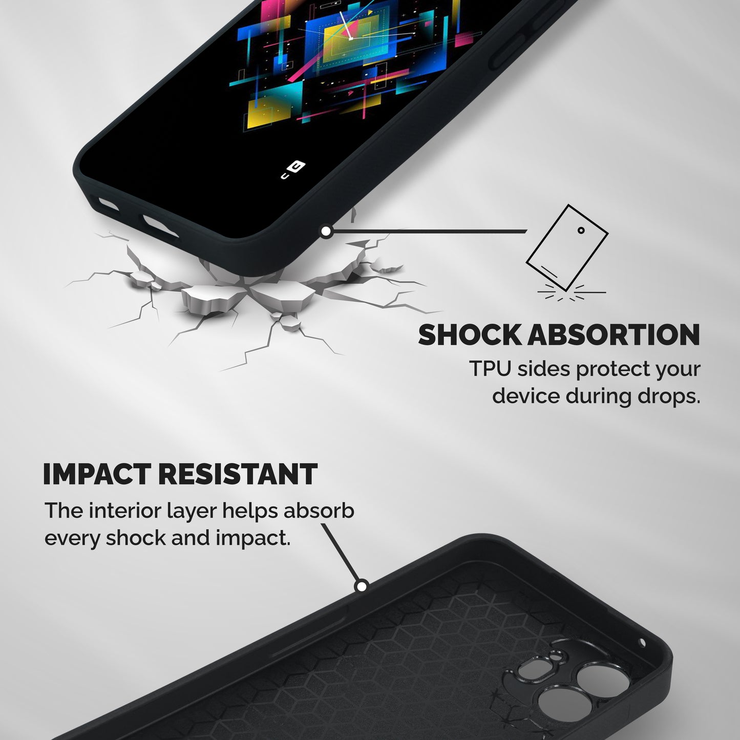 Abstract Clock Shockproof Hybrid Protection (Metal + TPU) Back Case Cover