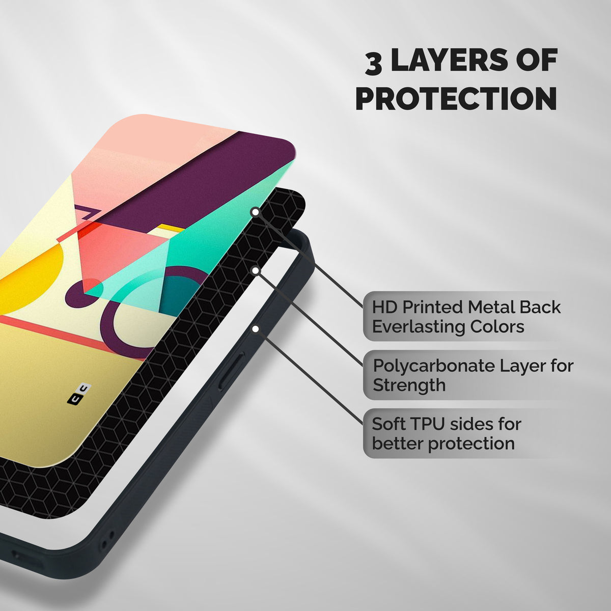 Abstract Cycle Shockproof Hybrid Protection (Metal + TPU) Back Case Cover