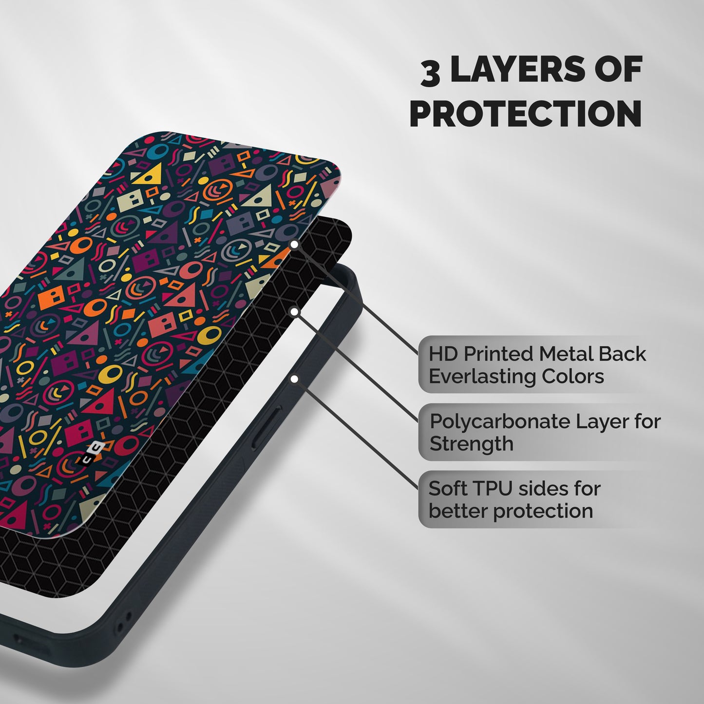 Abstract Figures Shockproof Hybrid Protection (Metal + TPU) Back Case Cover