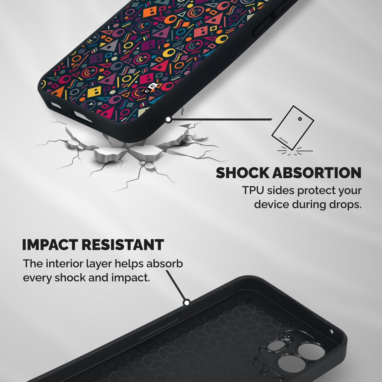 Abstract Figures Shockproof Hybrid Protection (Metal + TPU) Back Case Cover