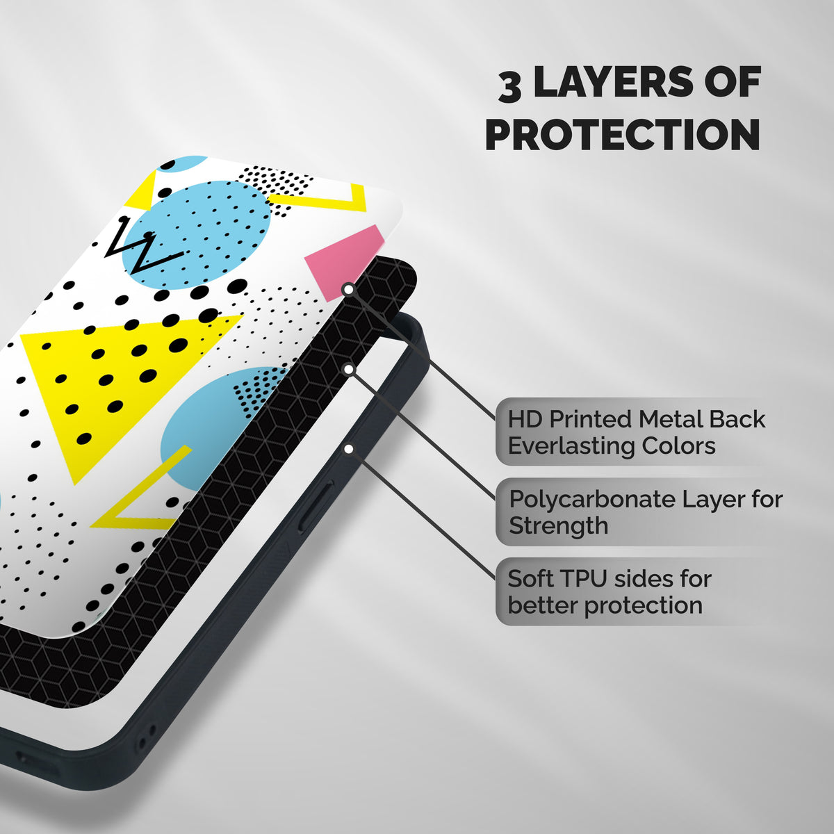 Abstract Geometry Shockproof Hybrid Protection (Metal + TPU) Back Case Cover
