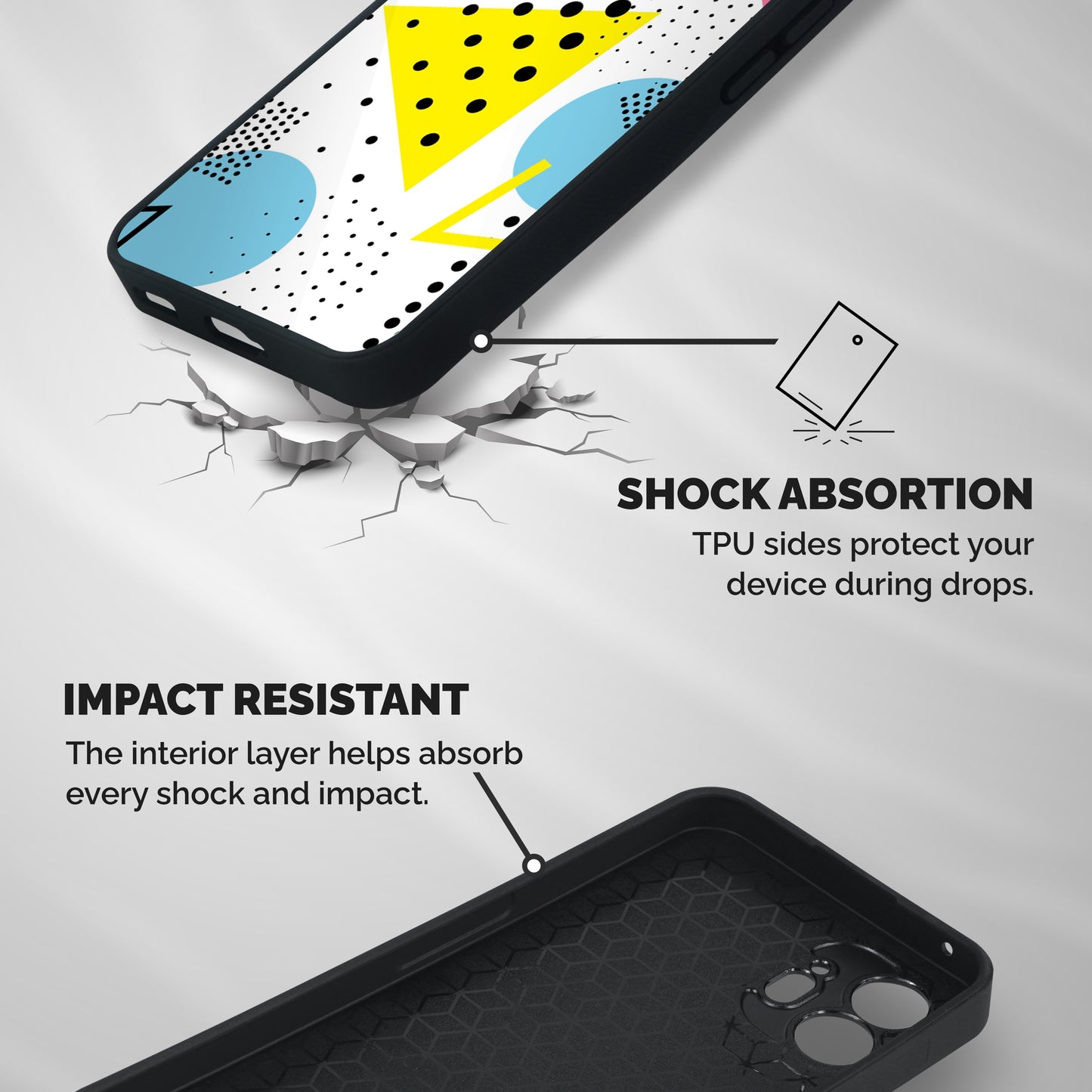 Abstract Geometry Shockproof Hybrid Protection (Metal + TPU) Back Case Cover