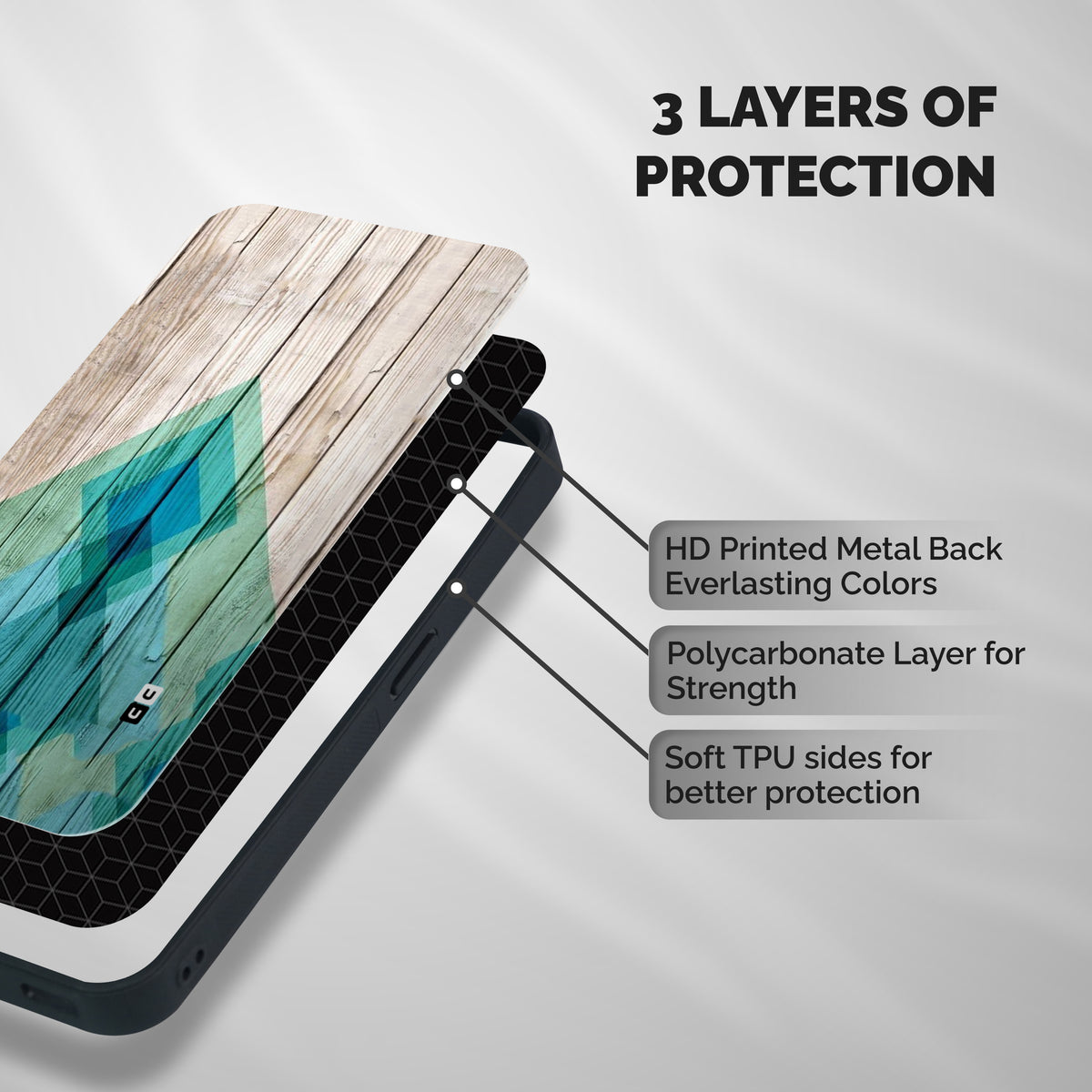 Abstract Green And Wood Shockproof Hybrid Protection (Metal + TPU) Back Case Cover