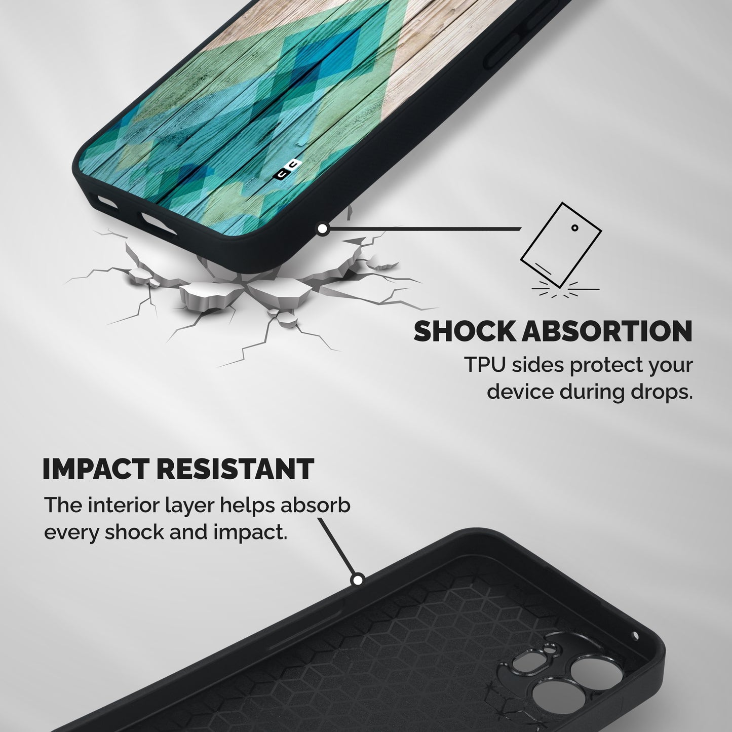 Abstract Green And Wood Shockproof Hybrid Protection (Metal + TPU) Back Case Cover