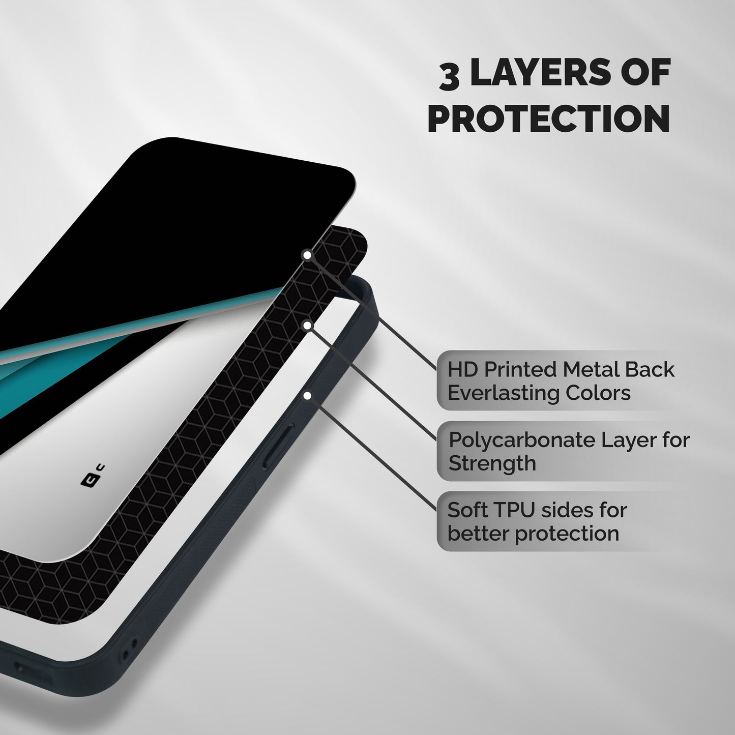 Abstract Lines Of Blue Shockproof Hybrid Protection (Metal + TPU) Back Case Cover