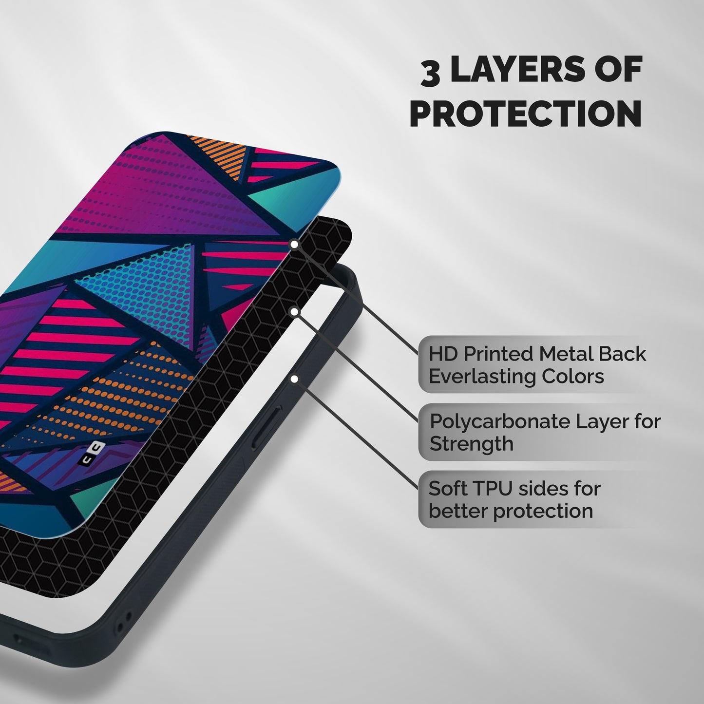 Abstract Lines Polka Shockproof Hybrid Protection (Metal + TPU) Back Case Cover