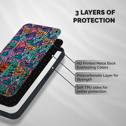 Abstract Lining Colors Shockproof Hybrid Protection (Metal + TPU) Back Case Cover