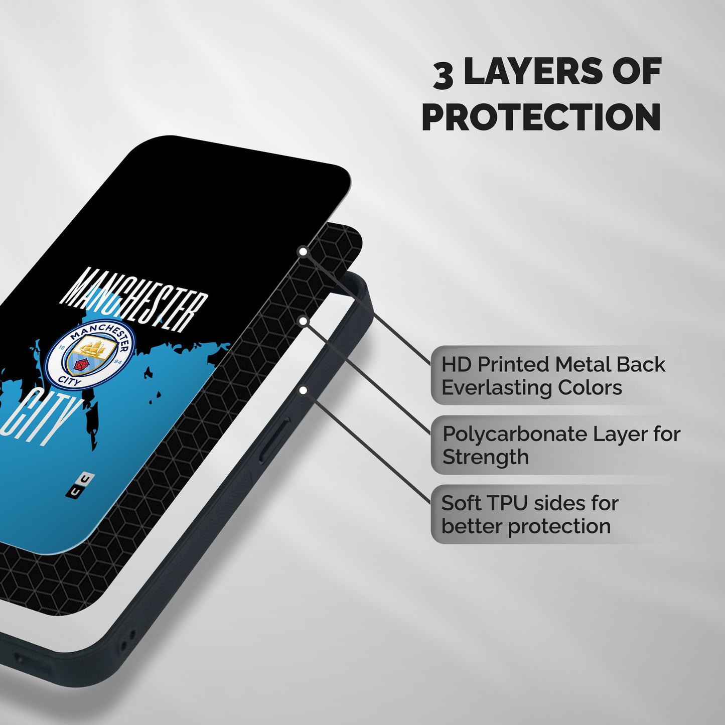 Abstract Manchester Shockproof Hybrid Protection (Metal + TPU) Back Case Cover