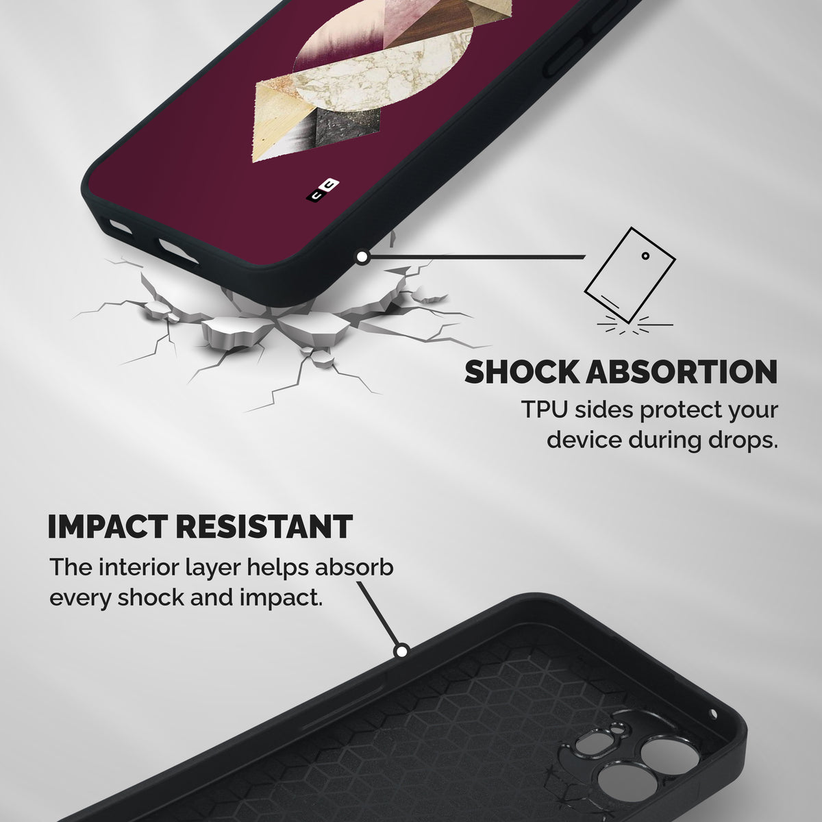 Abstract Marble Pattern Shockproof Hybrid Protection (Metal + TPU) Back Case Cover