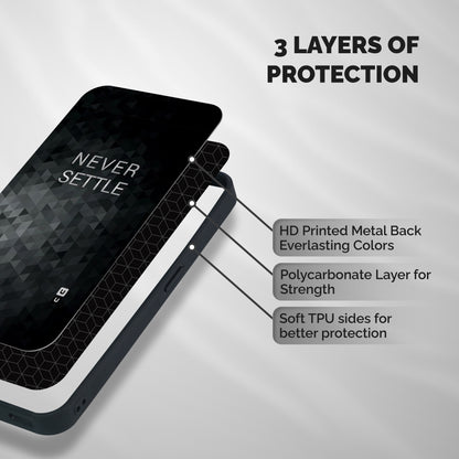 Abstract No Settle Shockproof Hybrid Protection (Metal + TPU) Back Case Cover