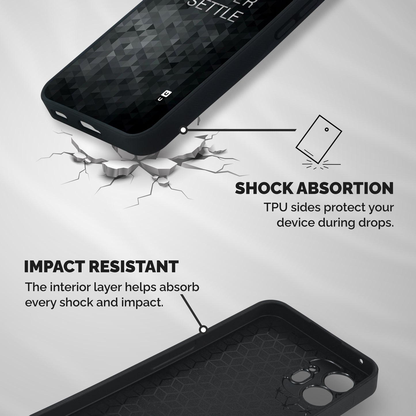 Abstract No Settle Shockproof Hybrid Protection (Metal + TPU) Back Case Cover