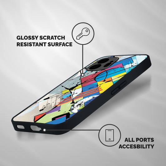Abstract Paint Shape Shockproof Hybrid Protection (Metal + TPU) Back Case Cover