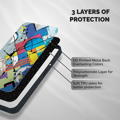 Abstract Paint Shape Shockproof Hybrid Protection (Metal + TPU) Back Case Cover