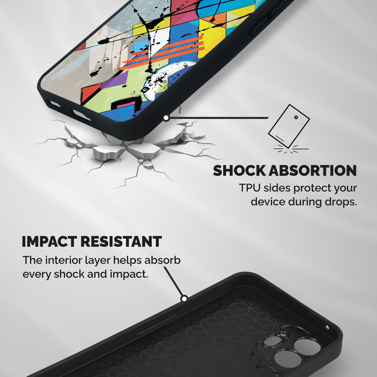 Abstract Paint Shape Shockproof Hybrid Protection (Metal + TPU) Back Case Cover