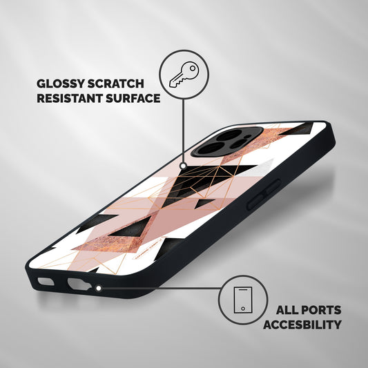 Abstract Rose Gold Triangles Shockproof Hybrid Protection (Metal + TPU) Back Case Cover