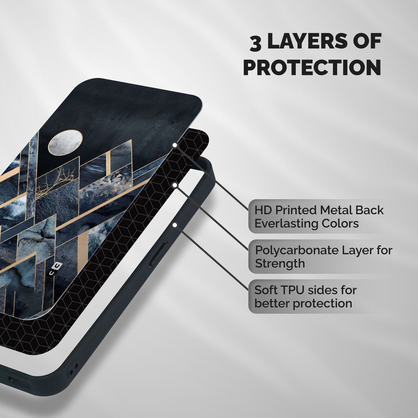 Abstract Scenic Design Shockproof Hybrid Protection (Metal + TPU) Back Case Cover