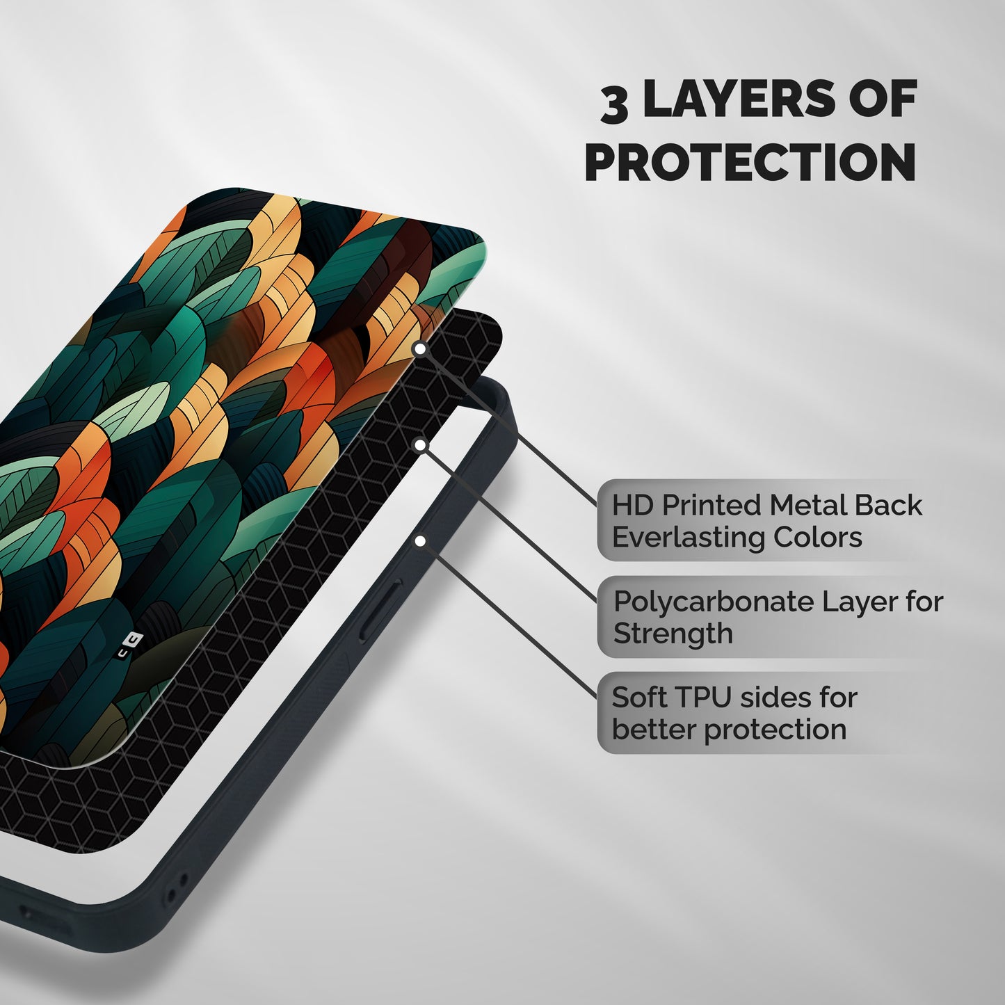 Abstract Seamless Pattern Shockproof Hybrid Protection (Metal + TPU) Back Case Cover
