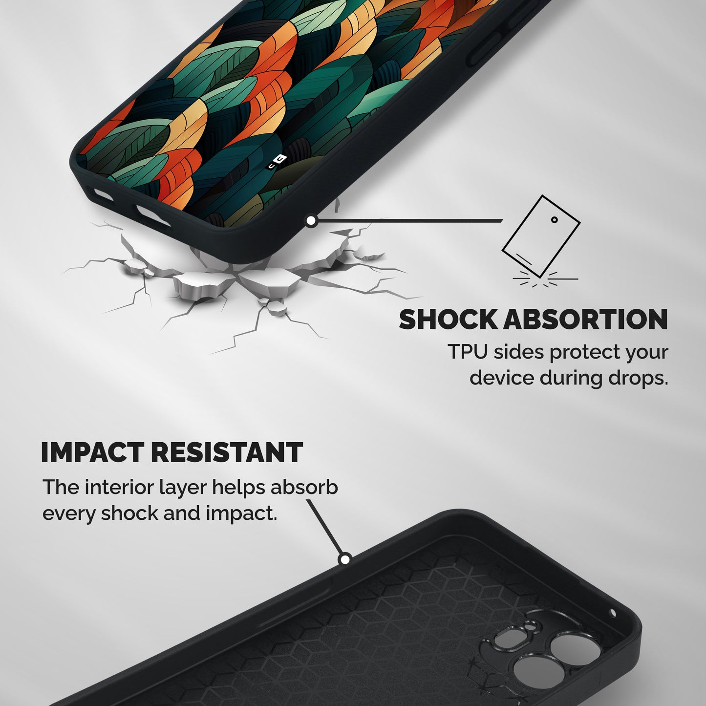 Abstract Seamless Pattern Shockproof Hybrid Protection (Metal + TPU) Back Case Cover