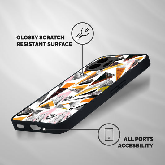 Abstract Sketchy Triangles Shockproof Hybrid Protection (Metal + TPU) Back Case Cover
