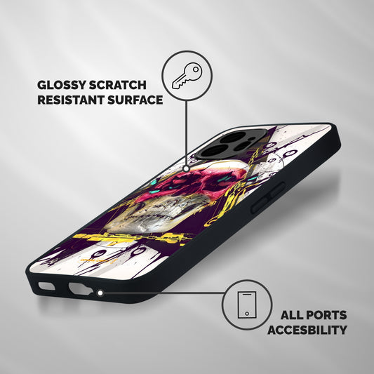 Abstract Skull Shockproof Hybrid Protection (Metal + TPU) Back Case Cover
