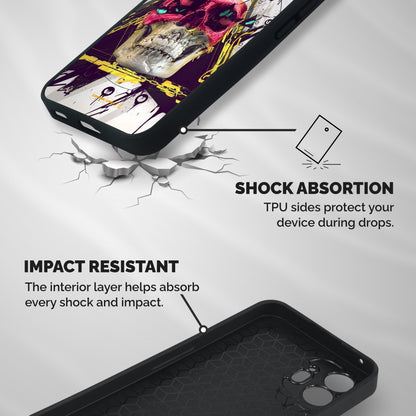 Abstract Skull Shockproof Hybrid Protection (Metal + TPU) Back Case Cover