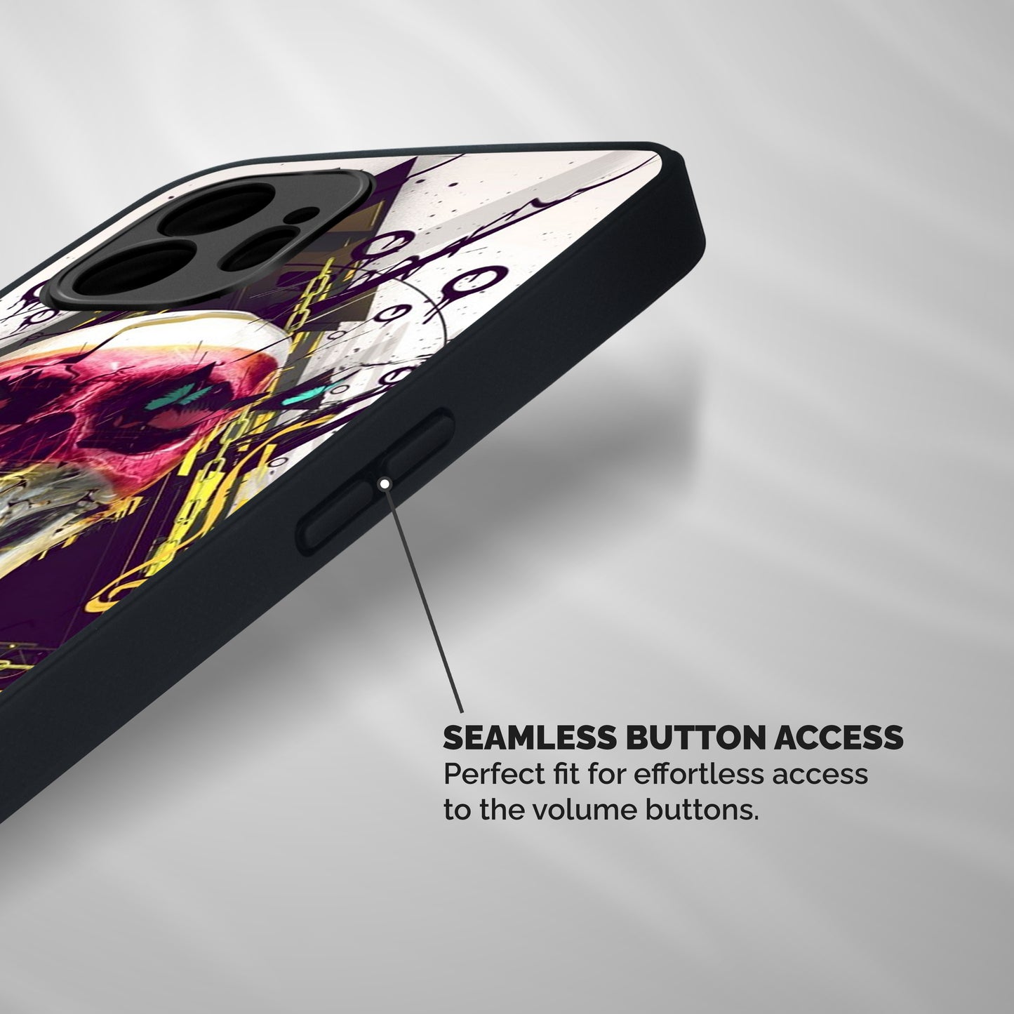 Abstract Skull Shockproof Hybrid Protection (Metal + TPU) Back Case Cover