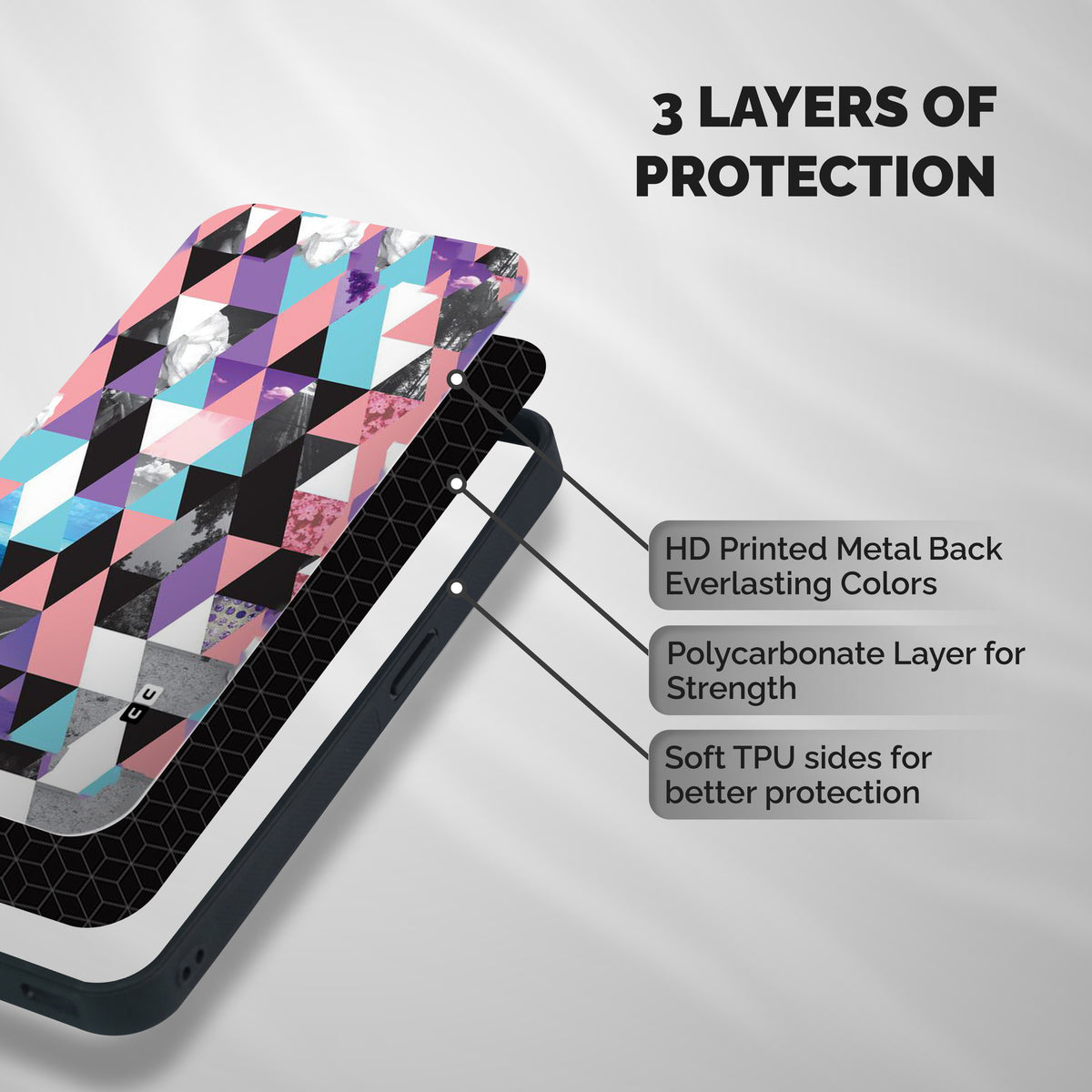 Abstract Splash Triangles Shockproof Hybrid Protection (Metal + TPU) Back Case Cover