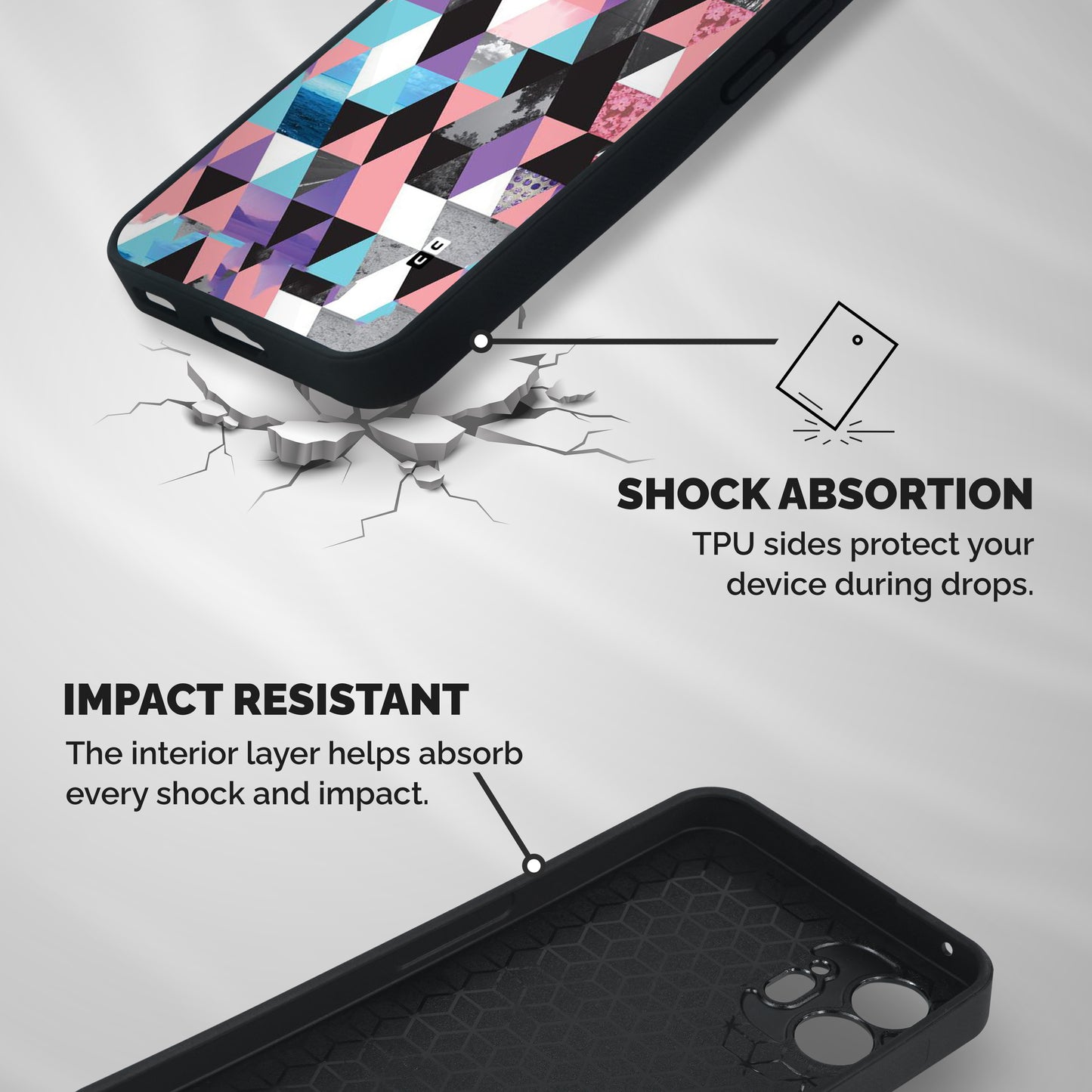 Abstract Splash Triangles Shockproof Hybrid Protection (Metal + TPU) Back Case Cover