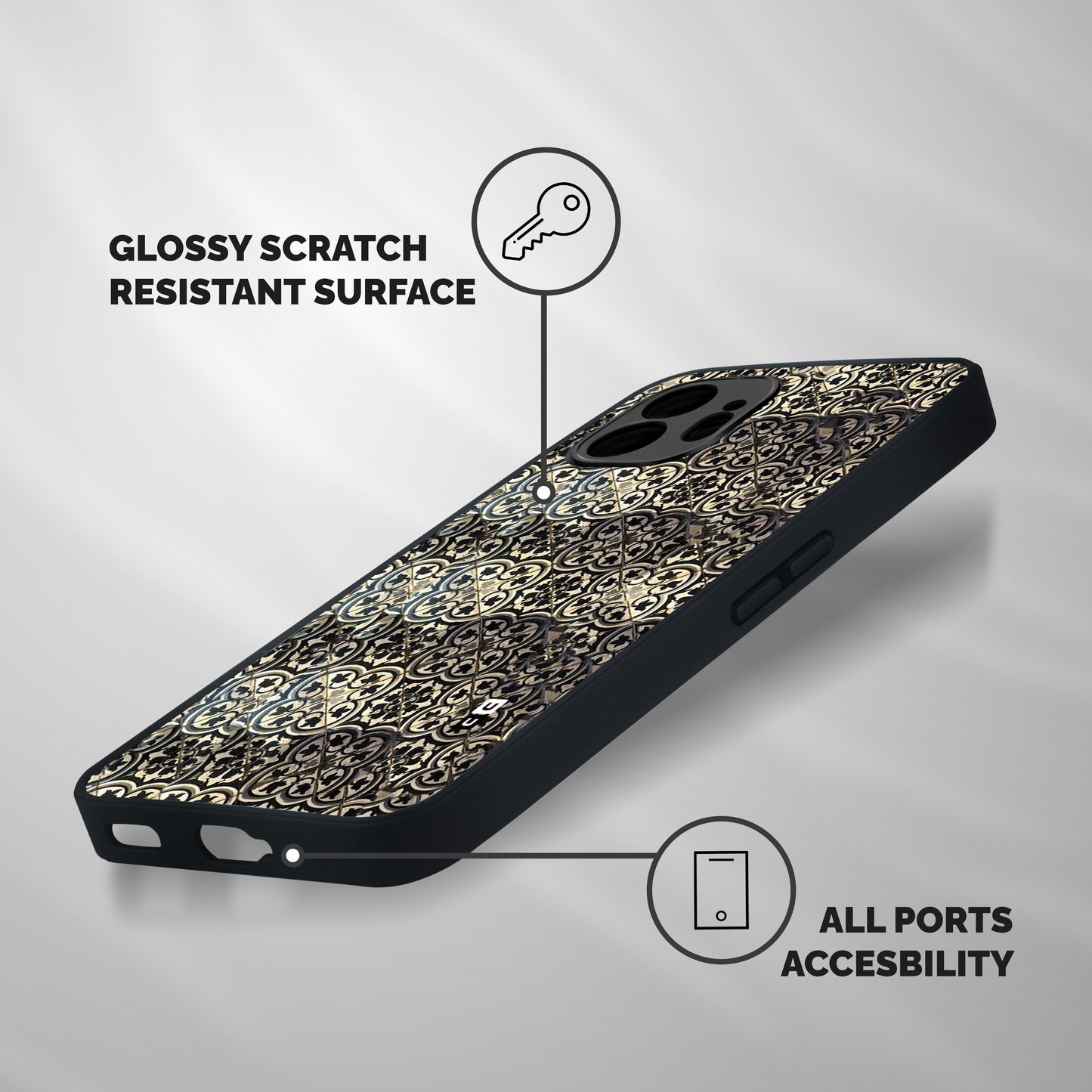 Abstract Tile Shockproof Hybrid Protection (Metal + TPU) Back Case Cover