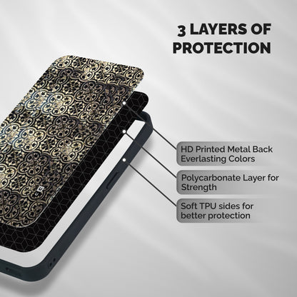 Abstract Tile Shockproof Hybrid Protection (Metal + TPU) Back Case Cover
