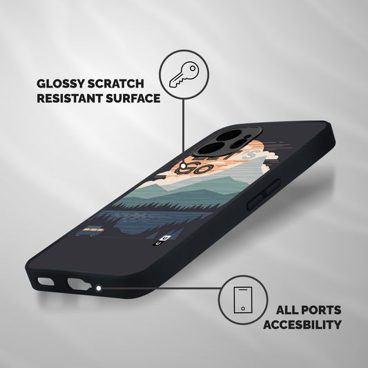 Abstract Travel Shockproof Hybrid Protection (Metal + TPU) Back Case Cover