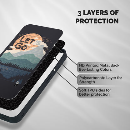 Abstract Travel Shockproof Hybrid Protection (Metal + TPU) Back Case Cover