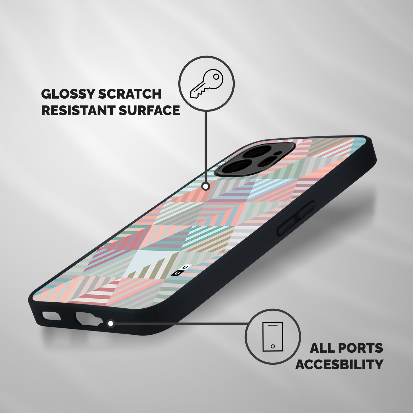 Abstract Triangle Lines Shockproof Hybrid Protection (Metal + TPU) Back Case Cover