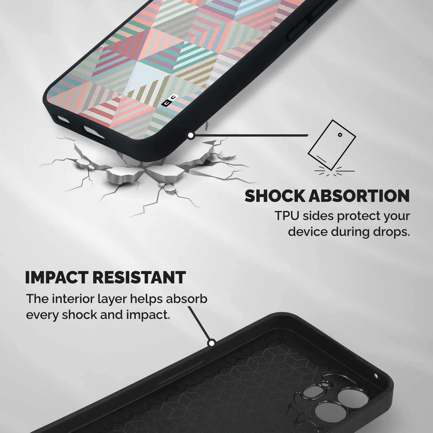 Abstract Triangle Lines Shockproof Hybrid Protection (Metal + TPU) Back Case Cover