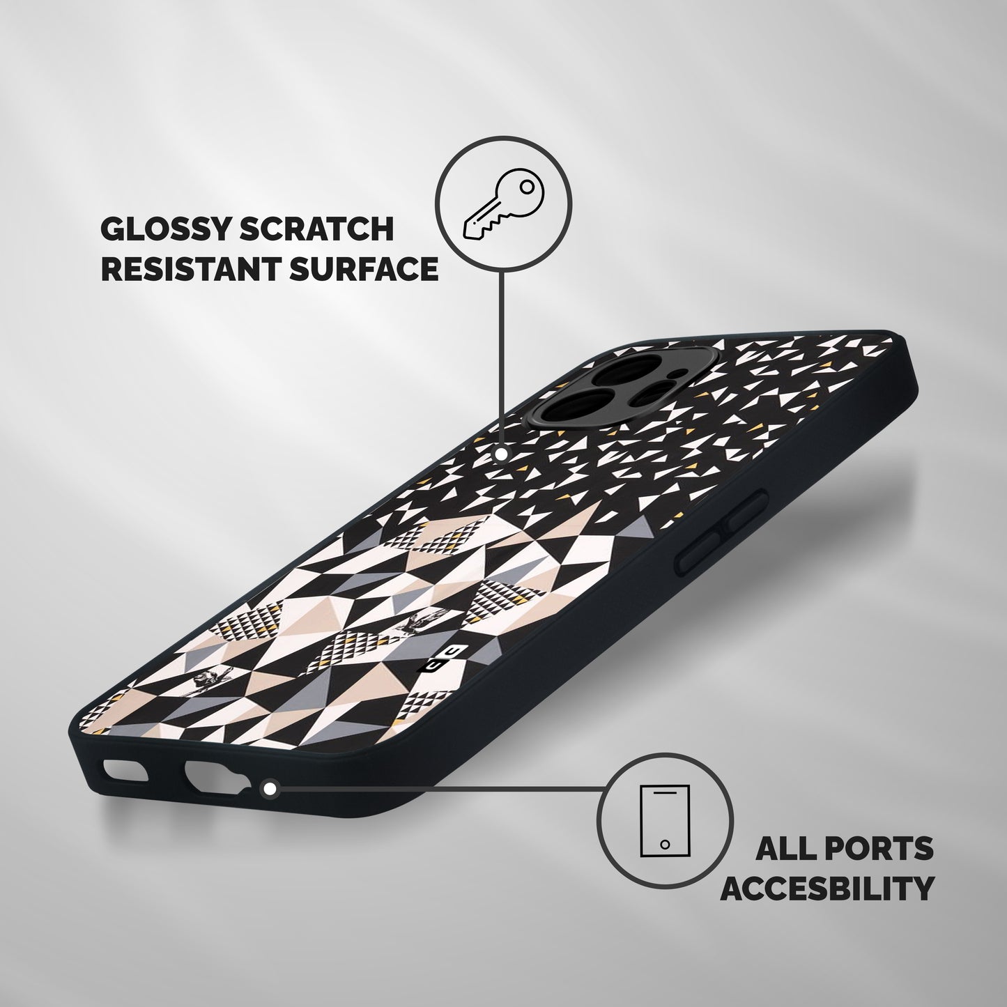 Abstract Varied Triangles Shockproof Hybrid Protection (Metal + TPU) Back Case Cover